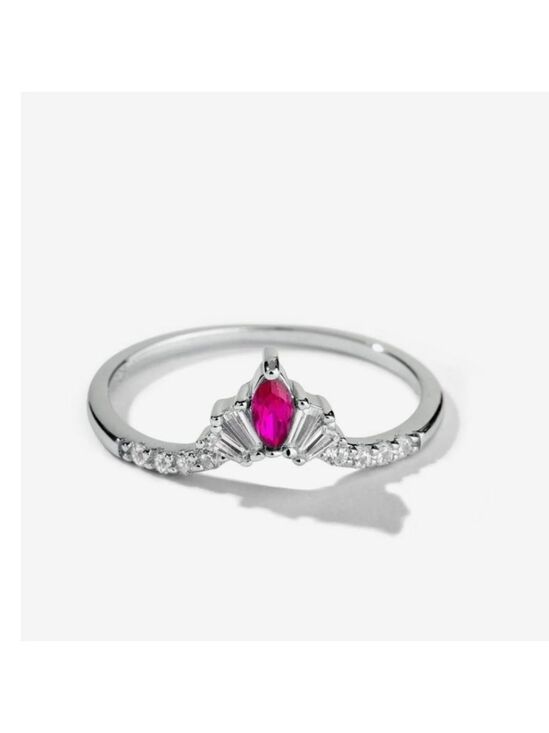 Oomiay Jewelry - Dainty Stackable Pink And Silver V-shaped Ring By Oomiay